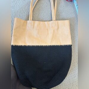 Free People Tan and Black Tote Bag